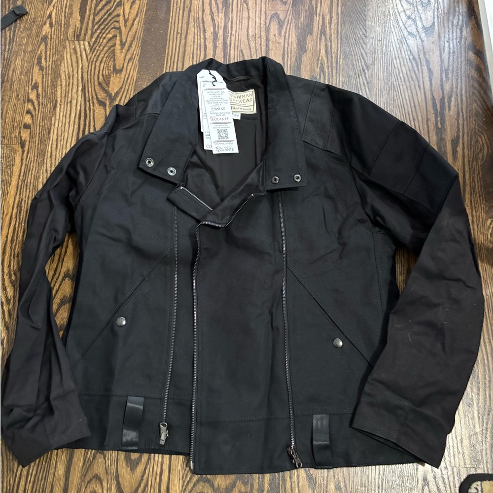 Volante Design Men's Black Moto Jacket vegan canvas large